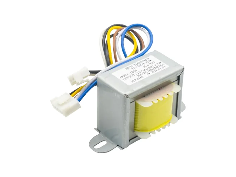 Custom EI-core low-frequency transformer with connector manufactured by KATOY